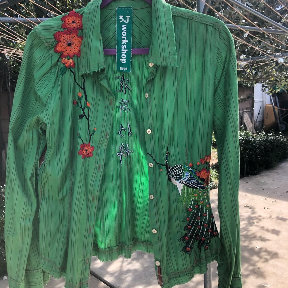 Long Sleeve Button Down Embroidered Top